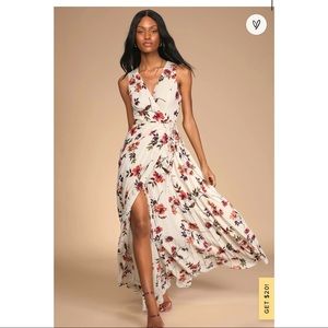 New Floral Pleated Wrap Maxi Dress